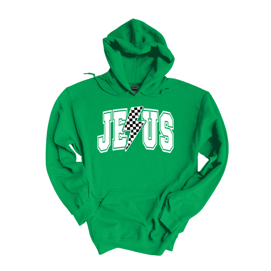 Jesus Plush Kids Hoodie - Electric Green